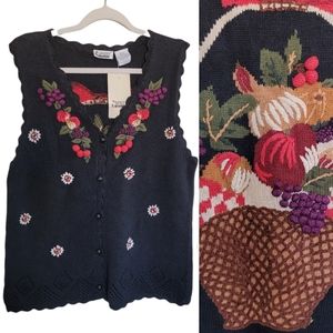 🆕️ Vintage Capacity Handmade Bountiful Fruit Knit Vest